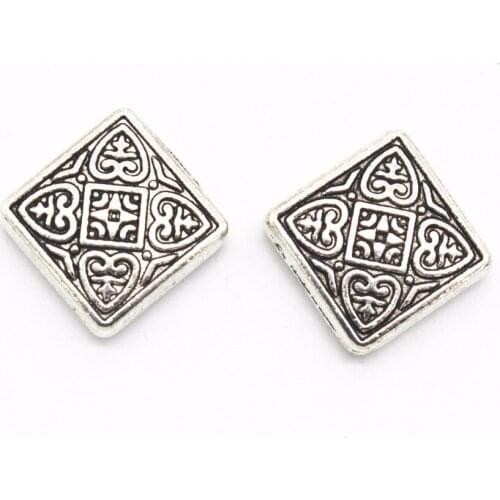 10 PCS 15x5mm Vintage Metal Alloy Square Spacer Beads DIY Handmade Hole Beads For Jewelry Making