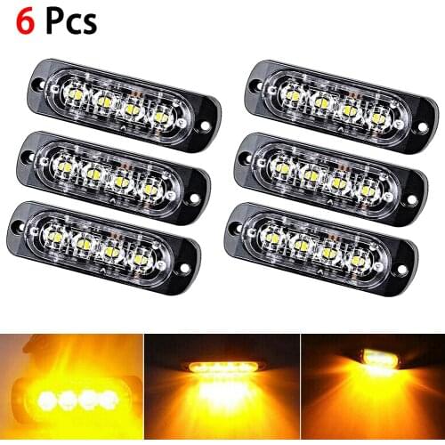 12V Amber LED Bar Car Truck Emergency Lights Lamps W/Protection Pad Safe Car Lights Accessories