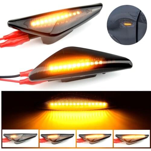 2Pcs LED Dynamic Turn Signal Light Fender Front Side Marker Lamp for BMW X3 F25 X5 E70 X6 E71 E72 Replacement Smoke Lens