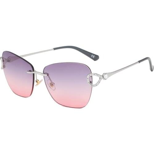 2021 Metal Rimless Sunglasses Women Retro Oversized Square Sun Glasses Fashion Half Metal Frame Streetwear Eyewear 50084