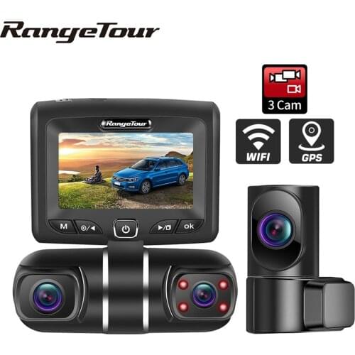 Car DVR 1080P 3 Lens WiFi ADAS GPS Night Vision 3 Channel Dual Lens Dash Cam Video Recorder with Rearview Camera