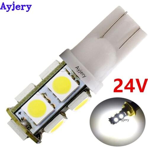 AYJERY 200Pcs/lot DC 24V T10 5050 SMD 9 led Car 194 W5W Auto Car Interior Wedge Side License Plate Lamps White Blue Red Green