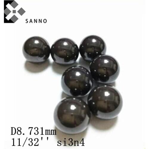 100pcs/pack D8.731mm 11/32'' si3n4 silicon nitride hard ceramic ball grinding media valve balls for bearing
