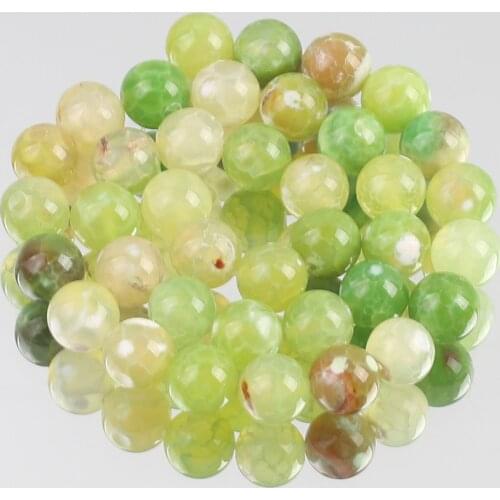 Natural Stone Green Cracked Fire Agates Onyx Round Loose Spacer Beads For Jewelry Making 6/8/10MM Diy Necklace Bracelet 15"Inch