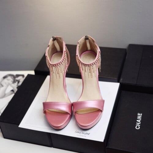 Plus Size 9 10 -15 ladies summer platform sandals women shoes woman Open toe diamond pendant bag with zipper