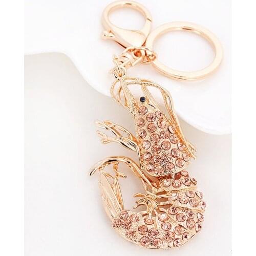 Lucky Charm Enamel-Animal Keychain rhinestone-Crystal-Keyring Lobster-Claw-Clasp Gold-color Car Key chain ring food-Gifts