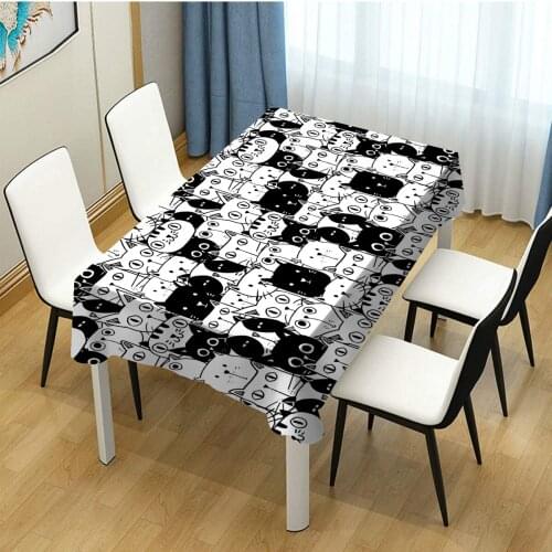 Draw Cartoon Cats Home Decor Dining Room Kitchen Table Cover