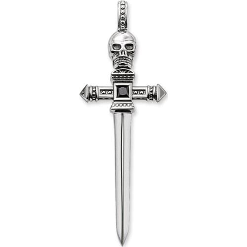 Skull Cross Sword Pendants Jewelry Necklace Accessories Europe Bijoux 925 Sterling Silver Vintage Gifts Women Men 2021 Brand New