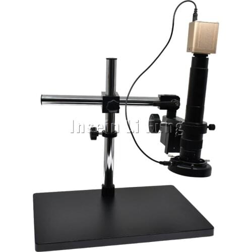 HD 2.0MP 1080P HDMI VGA USB Digital Video Microscope Camera+180X 300X Zoom C-mount Lens+LED Light Source+Rotating Large Bracket