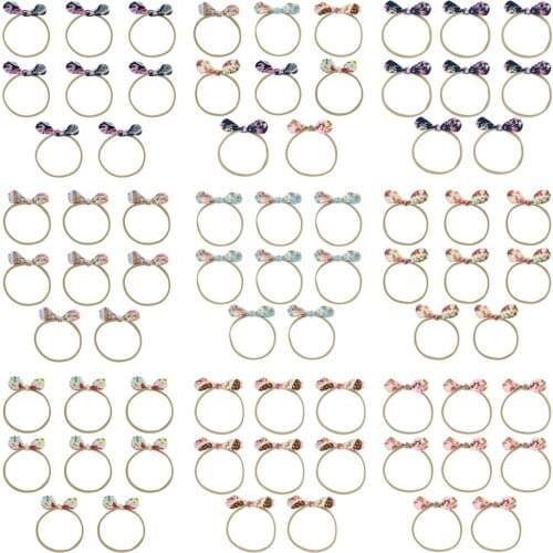 8 PCS Children Kids Baby Floral Printed Bow Hair Band Hair Rope Cute Accessories HATWO1029