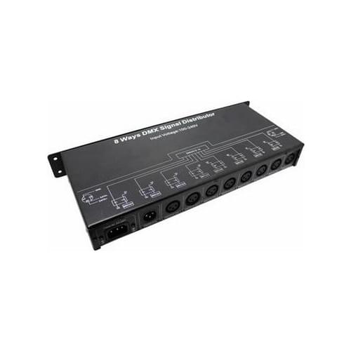 DMX128dmx 512 signal distributor 8 way dmx splitter amplifierfor digital led lightsac110-240v max connect 16pcs signal amplifier