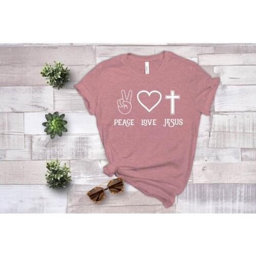 Jesus Christian Love Grace Faith T-Shirt Streetwear Harajuku girl Clothing Cotton Shirt O Neck Short Sleeve Top Tees graphics