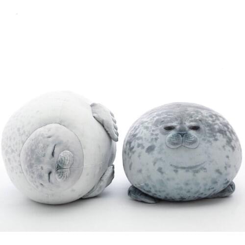 Angry Blob Seal Pillow Chubby 3D Novelty Sea Lion Doll Plush Stuffed Toy Baby Sleeping Throw Pillow Gifts for Kids Girls Animals