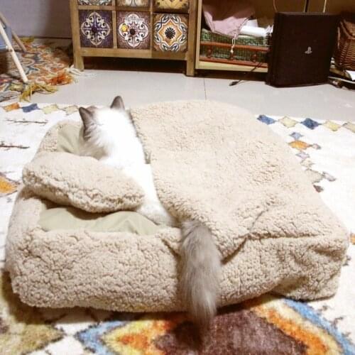 Deep Sleep Kennel Cat Litter Round Long Hair South Korean Cashmere Fall/winter Litter Cat Mattress Pet Litter Large Medium Small