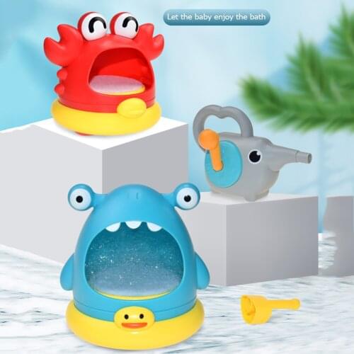 2021 Blowing Bubble Cute Cartoon Shark And Crab Swimming Bathtub Soap Machine Toy For Children Baby Bathing Funny Toys