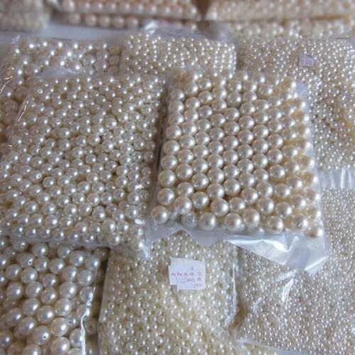 Mobile phone hairdressing essential 3mm-20mm straight hole ivory tint pearl DIY originality handwork material wholesale 500g