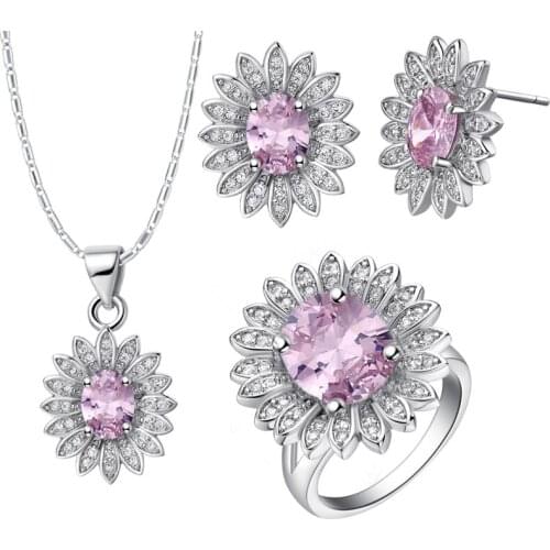 Luxury Brands Design Bridal Jewelry Sets White Gold Colou Women Necklace Earrings And Ring Jewelry Sets T514-7
