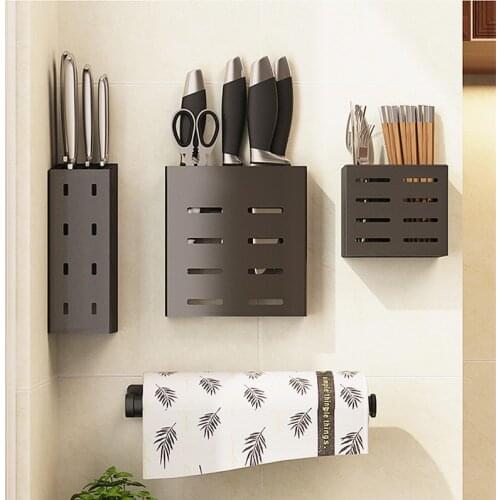 Stainless Steel Wall Mounted Kitchen Storage Rack Knife Holder Cutlery Box Organizer Accessories Tools Forks Spoons Container