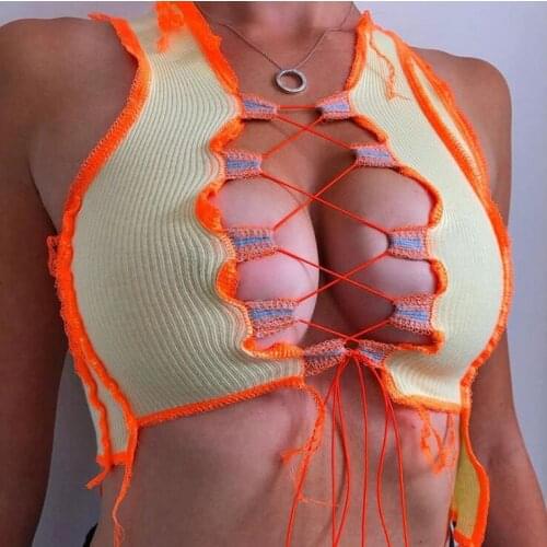 2020 The new autumn winter womens sexy hollow strapless slim vest woman sleeveless street wear sexy activity party female tank