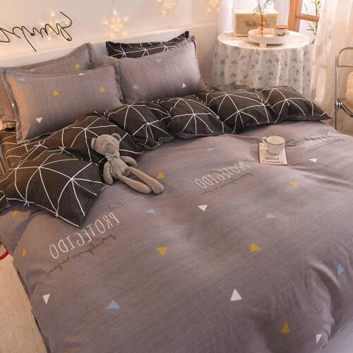 Nordic Bedding Set Leaf Printed Bed Linen Sheet Plaid Duvet Cover 240x220 Single Double Queen King Quilt Covers Sets Bedclothes