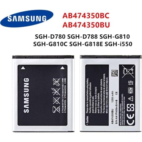 SAMSUNG Orginal AB474350BU AB474350BC Battery 1200mAh For Samsung SGH-D780 SGH-D788 SGH-G810 SGH-G810C SGH-G818E SGH-i550