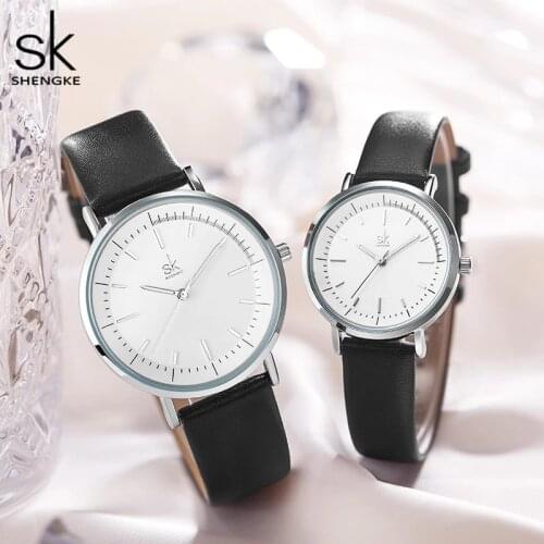 Shengke 2021 Luxury Couple Watches Women Men Leather Watch Overs Simple Waterproof Clock Couple Wrist Watch for Women Men