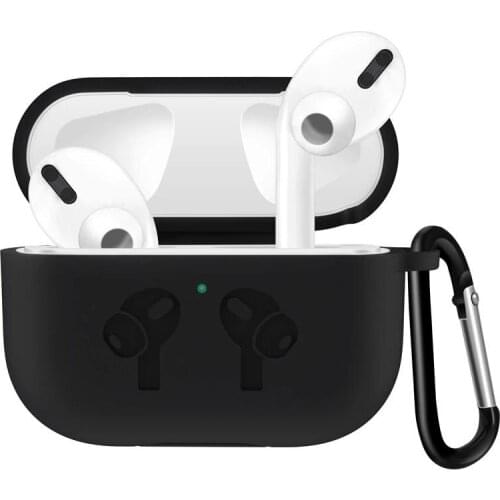 Silica Gel Wireless Headphones Protective Cover Case for Apple AirPods Pro With Keychain Hook Dust-proof and Shock-resistant