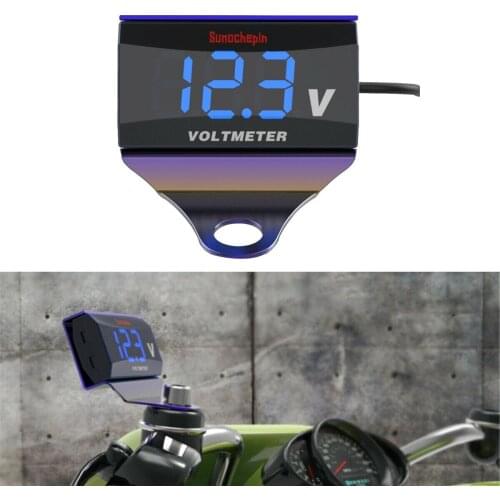 Blue Digital LED Electronic Voltmeter Voltage Motorcycle Scooters Motocross Universal