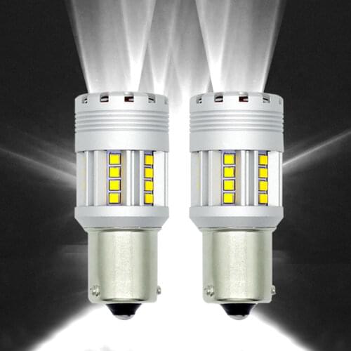 2x1156 7506 1141 Ba15s P21W LED Bulbs for Reverse Back Up Lamp Built-in Resistor Canbus Error Free Anti Hyper Flash 2000lm White