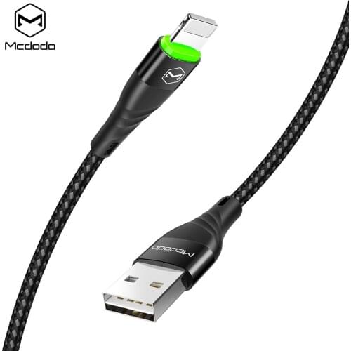 Mcdodo For usb lightning cable 1m 2m Led light usb charger cable for iPhone xs xr 8 7 6s plus 5 ipad pro usb charging data cable