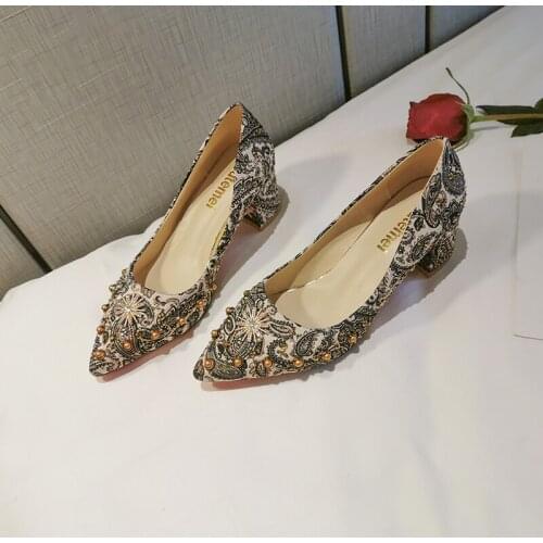 Women Spring Square High Heels Shoe Woman Classic Slip On Casual Ladies Elegant Square Toe Soft Fashion Female Pump New U14-42