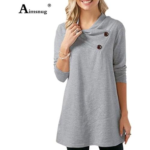2021 New Spring Women Asymmetrical Long Tops Female Autumn Long Sleeve T-Shirt Gray Blue Casual Loose Female Tees Shirt Clothing