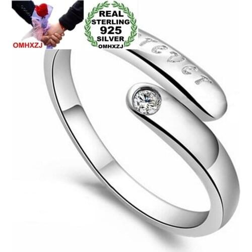 OMHXZJ Wholesale Fashion Romantic Forever AAA Zircon diamond 925 Sterling Silver open adjust female for Woman Man Ring RG13