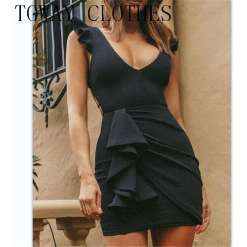 Plain V-Neck Short Sleeve Flutter Sleeve Ruffles Lace-up Ruched Dress Chic Bodycon Skinny Summer Dresses For Women 2021