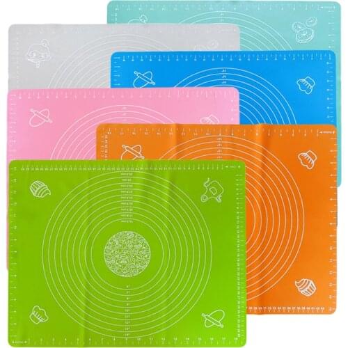 1Pcs Pure Color Kitchen Accessories Baking Tools Dough Pad Silicone With Scale 50X40CM Multi Purpose Cake Mat