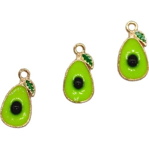 10pcs/lot 9x18mm Avocado Enamel Charm Fashion Jewelry Earring Bracelets DIY Making Bracelet Charm Necklace Pendant Finding XL584