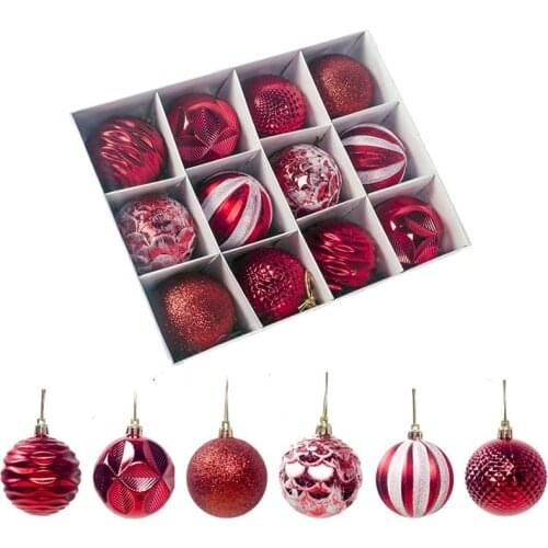 12Pcs/Set Christmas Ball Ornament Matte Shiny Hanging Balls Xmas Tree Hanging Decor Accessories Party Supplies Home Decor