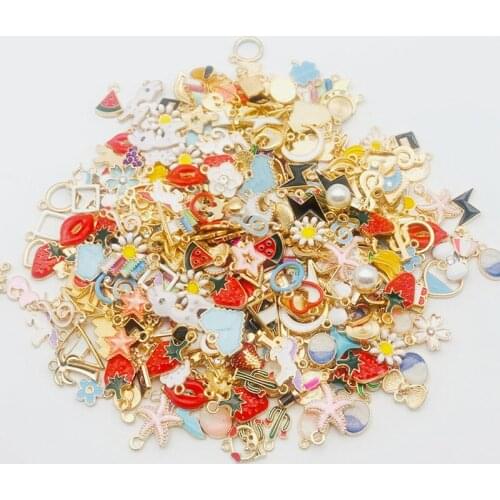 30pcs Mix Pattern Drop Oil Alloy Mini Pendant Ornament DIY Crafts Jewelry Earring Necklace Hair Accessories Decor Arts Materials