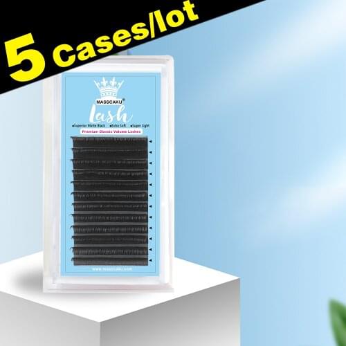 5cases/lot Individual Eyelashes 8-20mm Premium Fake Mink Eyelash Extension Glossy Black false eyelashes soft Make up