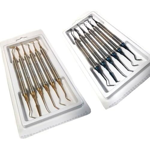 6Pc/Kit Dental Composite Resin Filling Spatula 18.5cm Resin Filling Repair Tools Instrument Titanium Plated Head Oral Instrument