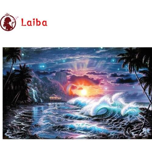 Diamond Painting Sunrise, seascape, waves Cross Stitch Diamond Mosaic Picture Of Rhinestone Embroidery crystal Beaded Handicraft