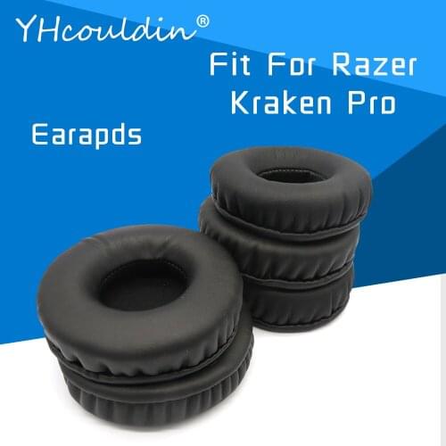 Earpads For Razer Kraken Pro Headphone Accessaries Replacement Ear Cushions Wrinkled Leather Material