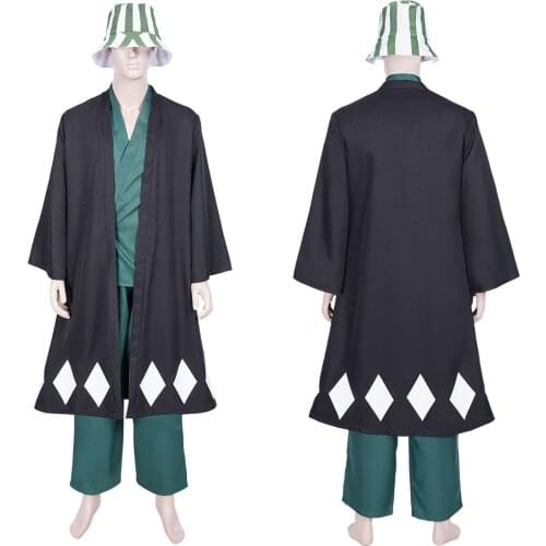 Anime Bleach Cosplay Urahara Kisuke Costume Coat Pants Hat Outfits Halloween Carnival Suit