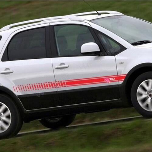 2pcs Car Side Sticker for Fiat Sedici Sports Long Styling Skirt Sticker Car Stylish Vinyl Flim Decals Auto Tuning Accessories