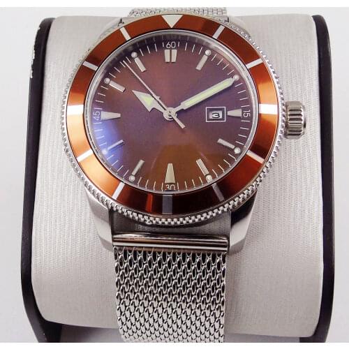 46mm Red Sterile dial Luminous Rotating bezel Top Brand Men Watch Luxury Sports automatic mechanical mens Watch