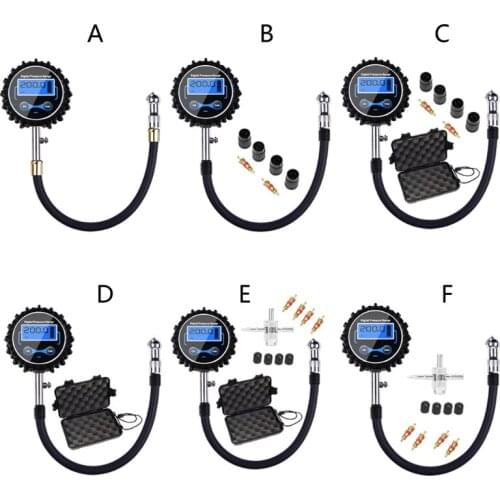 200PSI Digital Tire Inflator with Pressure Gauge LCD Display Quickly Measure Tire Pressure Gauge for Truck/Car/Bike