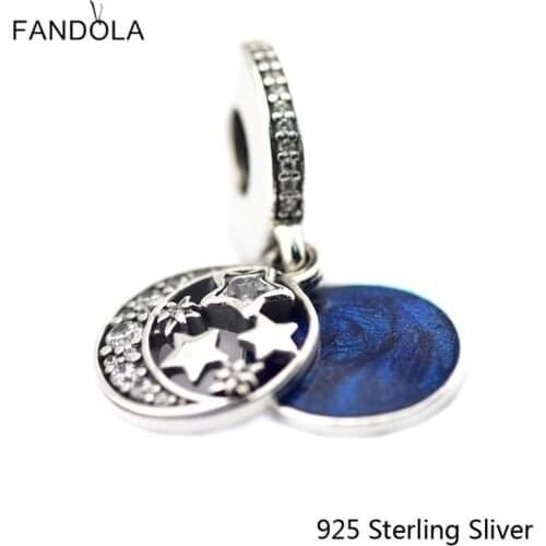 CKK Vintage Night Sky, Shimmering Midnight Blue Enamel Charms 925 Sterling Silver Beads Original Jewelry