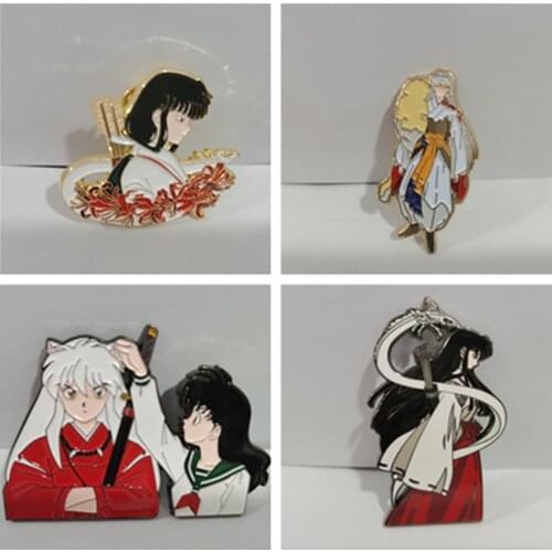 Cosmile Inuyasha Sesshoumaru Kikyo Higurashi Kagome Figure Metal Badge Brooch Pins Button Cloth Decorate Cosplay Props