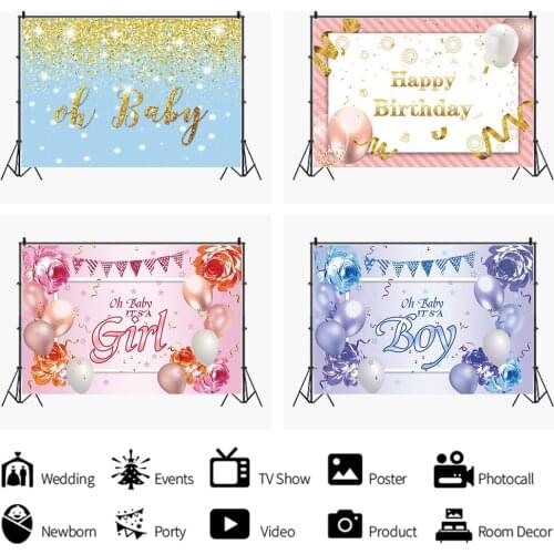 Children Birthday Party Cartoon Balloons Flag Backdrops Photo Background Decorations for Newborn Photography Photocall