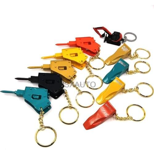 For Alloy Excavator Keychain Broken Hammer Keychain Komatsu Kobelco Hitachi Carter Creative Key Chain Boutique Pendant